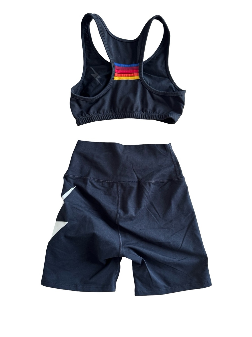 Aviator Nation Black Shorts & Sports Bra with Rainbow AV Logo - Picture 2 of 7